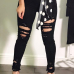  Trendy High Waist Broken Holes Black Denim Jeans