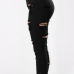  Trendy High Waist Broken Holes Black Denim Pants