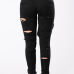  Trendy High Waist Broken Holes Black Denim Pants