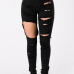  Trendy High Waist Broken Holes Black Denim Pants