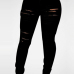  Trendy High Waist Broken Holes Black Denim Skinny Jeans