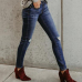  Trendy High Waist Broken Holes Blue Denim Jeans