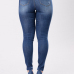  Trendy High Waist Broken Holes Deep Blue Denim Pants