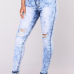  Trendy High Waist Broken Holes Light Blue Denim Pants