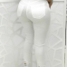  Trendy High Waist Broken Holes White Denim Jeans