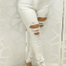  Trendy High Waist Broken Holes White Denim Jeans