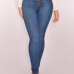  Trendy High Waist Button Design Baby Blue Denim Jeans