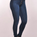  Trendy High Waist Button Design Dark Blue Denim Jeans