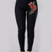  Trendy High Waist Embroidered Design Black Denim Pants