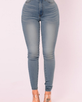  Trendy High Waist Light Blue Denim Pants