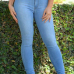  Trendy High Waist Zipper Design Baby Blue Denim Pants