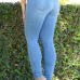  Trendy High Waist Zipper Design Baby Blue Denim Pants