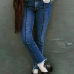  Trendy High Waist Zipper Design Blue Denim Jeans