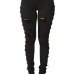  Trendy Mid Waist Broken Holes Black Denim Zipped Jeans