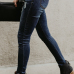  Trendy Mid Waist Broken Holes Blue Denim Jeans