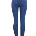  Trendy Mid Waist Broken Holes Blue Denim Pants