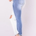  Trendy Mid Waist Broken Holes Blue-white Denim Pants