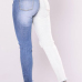  Trendy Mid Waist Broken Holes Blue-white Denim Pants