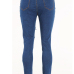  Trendy Mid Waist Broken Holes Deep Blue Denim Pants