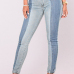  Trendy Mid Waist Patchwork Light Blue Denim Pants