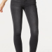  Trendy Mid Waist Zipper Fly Dark Grey Denim Pants