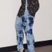  denim Print Button Fly High Regular Pants Jeans