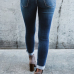  denim Solid Zipper Fly Mid Skinny Pants Jeans