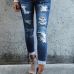  denim Solid Zipper Fly Mid Skinny Pants Jeans