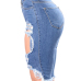 Cotton Solid Zipper Fly High Regular Capris Jeans