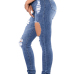 Euramerican High Waist Broken Holes Blue Denim Jeans