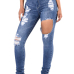 Euramerican High Waist Broken Holes Blue Denim Jeans