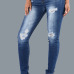 Euramerican High Waist Broken Holes Cotton Jeans