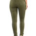 Euramerican High Waist Holes Design Green Cotton Jeans