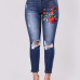 Fashion High Waist Embroidered Design Denim Pants