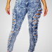 Hot ! Womens Broken Hole Ripped Stylish High-Waisted Skinny Ripped Jeans