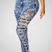 Hot ! Womens Broken Hole Ripped Stylish High-Waisted Skinny Ripped Jeans