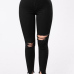 Leisure High Waist Broken Holes Black Cotton Jeans