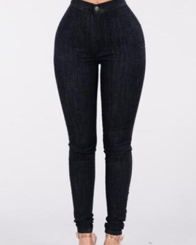 Stylish High Waist Black Denim Skinny Pants