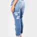 Stylish High Waist Broken Holes Blue Denim Jeans