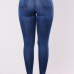 Stylish High Waist Broken Holes Dark Blue Cotton Jeans