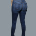 Stylish High Waist Broken Holes Dark Blue Cotton Skinny Pants