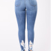 Stylish High Waist Broken Holes Light Blue Cotton Jeans