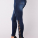 Stylish High Waist Dark Blue Denim Pants