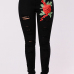 Stylish High Waist Embroidered Design Black Denim Pants