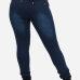 Stylish High-Waisted Button Fly Design Blue Denim Skinny Jeans