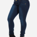 Stylish High-Waisted Button Fly Design Blue Denim Skinny Jeans