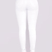 Stylish Mid Waist Broken Holes White Denim Pants