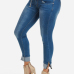 Stylish Mid Waist Zipper Design Blue Denim Skinny Jeans