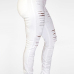 Trendy High Waist Broken Holes White Denim Skinny Jeans