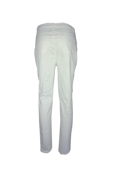 Trendy High Waist Broken Holes White Denim Skinny Jeans